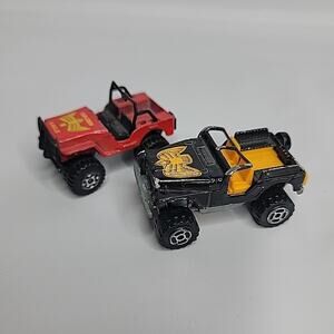 Majorette 1:54 Scale Jeep 4x4 Diecast Lot of 2 Black Red Off Road